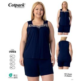 Піжама легка жіноча 17090B navy р.2XL-5XL "Cotpark" недорого оптом від прямого постачальника