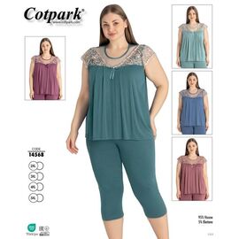 Піжама легка жіноча 14658 mint р.2XL-5XL "Cotpark" недорого оптом від прямого постачальника