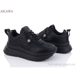 Фотография Кроссовки женские модные Весна/осень F65 all black піна (6 пар р.36-41) "Ailaifa" недорого оптом от прямого поставщика