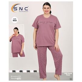 Фотография Пижама лёгкая женская 9033 purple р.2XL-5XL "DONELLA" недорого оптом от прямого поставщика