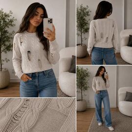 Фотография Свитер женский 123 l.beige р.42-46 "BONJOUR" недорого оптом от прямого поставщика