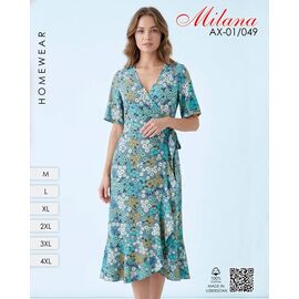 Фотография Халат женский AX01-049 l.blue р.M-4XL "Samo" недорого оптом от прямого поставщика