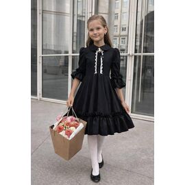 Сукня дитяча на дівчинку 1335 black+брошка р.128-152 "Seven Zikina" недорого оптом від прямого постачальника