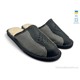 Фотография Тапки мужские домашние зима 002-2 сіро-чорний (6 пар р.41-45) "Rai shoes" недорого оптом от прямого поставщика