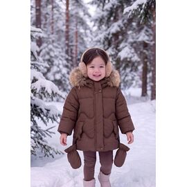 Фотография Курка детская зимняя на девочку 07 brown р.80-104 "Delfinka" недорого оптом от прямого поставщика