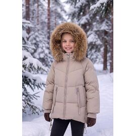 Фотография Курка детская зимняя на девочку 16 beige р.122-146 "Delfinka" недорого оптом от прямого поставщика