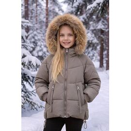 Фотография Курка детская зимняя на девочку 16 grey р.122-146 "Delfinka" недорого оптом от прямого поставщика
