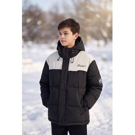 Фотография Курка детская зимняя на мальчика 26112 black-l.grey р.158-176 "Delfinka" недорого оптом от прямого поставщика