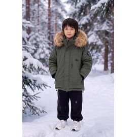 Фотография Курка детская зимняя на мальчика 26213 khaki р.116-134 "Delfinka" недорого оптом от прямого поставщика