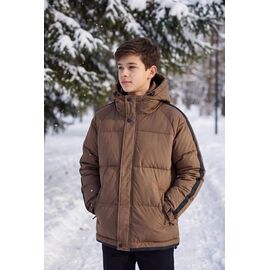 Фотография Курка детская зимняя на мальчика 26345 brown р.152-170 "Delfinka" недорого оптом от прямого поставщика