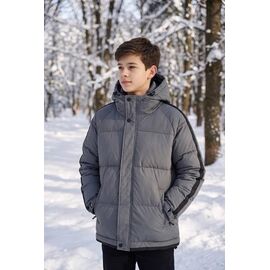 Фотография Курка детская зимняя на мальчика 26345 grey р.152-170 "Delfinka" недорого оптом от прямого поставщика
