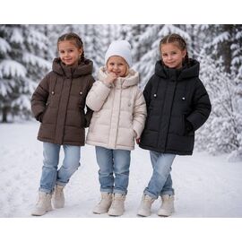 Фотография Курка детская зимняя на девочку 812 beige р.98-122 "Delfinka" недорого оптом от прямого поставщика
