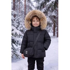 Фотография Курка детская зимняя на мальчика 8602 black р.80-104 "Delfinka" недорого оптом от прямого поставщика