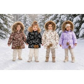 Фотография Курка детская зимняя на девочку 8626 brown р.92-116 "Delfinka" недорого оптом от прямого поставщика