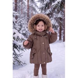 Фотография Курка детская зимняя на девочку 865 brown р.80-104 "Delfinka" недорого оптом от прямого поставщика