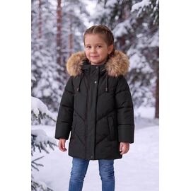 Фотография Курка детская зимняя на девочку 8803 black р.98-122 "Delfinka" недорого оптом от прямого поставщика
