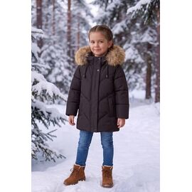Фотография Курка детская зимняя на девочку 8803 brown р.98-122 "Delfinka" недорого оптом от прямого поставщика