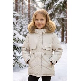 Фотография Курка детская зимняя на девочку 8815 l.beige р.116-140 "Delfinka" недорого оптом от прямого поставщика
