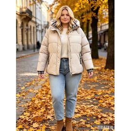 Фотография Куртка женская зимняя 6012 beige р.46-54 "Jacket" недорого оптом от прямого поставщика