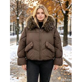 Фотография Куртка женская зимняя 7099 brown р.46-54 "Jacket" недорого оптом от прямого поставщика