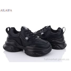 Кросівки жіночі модні Весна/осінь 8112 all black піна (6 пар р.36-41) "Ailaifa" недорого оптом від прямого постачальника