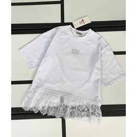 Фотография Футболка детская на девочку 388 white р.128-152 "Kosmy" недорого оптом от прямого поставщика