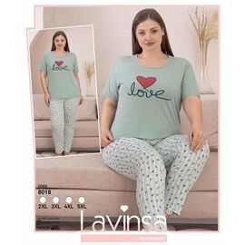 Фотография Пижама лёгкая женская 8018 mint р.2XL-5XL "DONELLA" недорого оптом от прямого поставщика