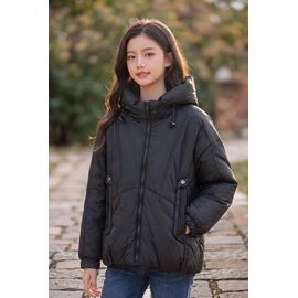 Фотография Куртка детская демисезонная на девочку 614 black р.140-164 "Delfinka" недорого оптом от прямого поставщика
