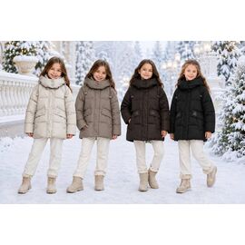 Фотография Курка детская зимняя на девочку 66138 d.beige р.122-146 "Delfinka" недорого оптом от прямого поставщика
