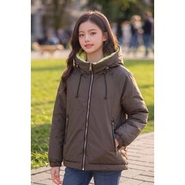 Фотография Куртка детская демисезонная на девочку 820 brown р.140-164 "Delfinka" недорого оптом от прямого поставщика