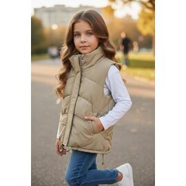 Жилетка дитяча на хлопчика L110 beige р.116-140 "Delfinka" недорого оптом від прямого постачальника