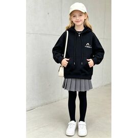 Фотография Худи детский на девочку 12809-1 black р.120-160 "Yalisi" недорого оптом от прямого поставщика