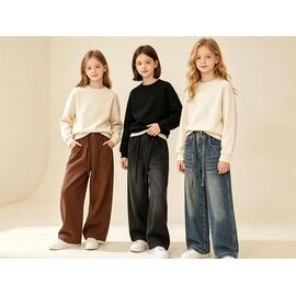 Фотография Джинсы детские на девочку F018 brown р.120-170 "Yalisi" недорого оптом от прямого поставщика
