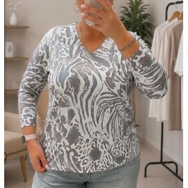 Фотография Свитер женский 25226 grey-beige р.52-56 "Elena&Vika" недорого оптом от прямого поставщика