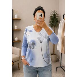 Фотография Свитер женский 25227 l.blue р.52-56 "Elena&Vika" недорого оптом от прямого поставщика