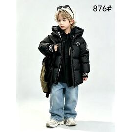 Фотография Курка детская зимняя на мальчика 876 black р.6-10 "Flong" недорого оптом от прямого поставщика