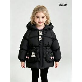 Фотография Курка детская зимняя на девочку 863 black р.3-6 "Flong" недорого оптом от прямого поставщика