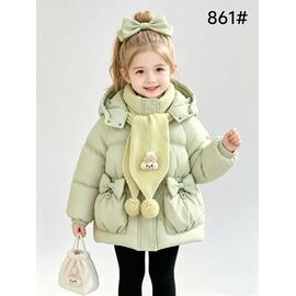 Фотография Курка детская зимняя на девочку 861 olive р.3-6 "Flong" недорого оптом от прямого поставщика