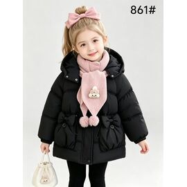 Фотография Курка детская зимняя на девочку 861 black р.3-6 "Flong" недорого оптом от прямого поставщика