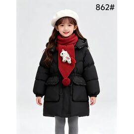 Фотография Курка детская зимняя на девочку 862 black р.7-10 "Flong" недорого оптом от прямого поставщика