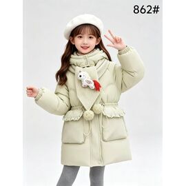 Фотография Курка детская зимняя на девочку 862 olive р.7-10 "Flong" недорого оптом от прямого поставщика