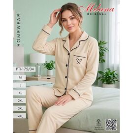 Фотография Пижама тёплая женская ПИ175-04 beige р.46-56 "Samo" недорого оптом от прямого поставщика