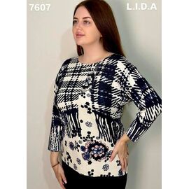 Светр жіночий 7607 milk-black р.3XL-4XL "LIDA" недорого оптом від прямого постачальника
