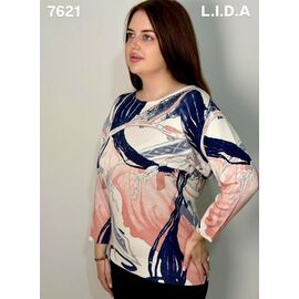 Светр жіночий 7621 navy-powder р.3XL-4XL "LIDA" недорого оптом від прямого постачальника