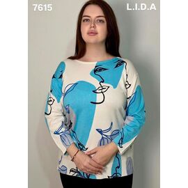 Светр жіночий 7615 l.blue р.3XL-4XL "LIDA" недорого оптом від прямого постачальника