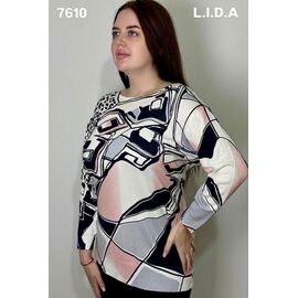 Светр жіночий 7610 white-powder р.3XL-4XL "LIDA" недорого оптом від прямого постачальника