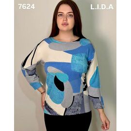 Светр жіночий 7624 blue р.3XL-4XL "LIDA" недорого оптом від прямого постачальника