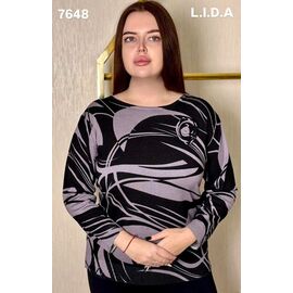 Светр жіночий 7648 black-d.grey р.XL-4XL "LIDA" недорого оптом від прямого постачальника