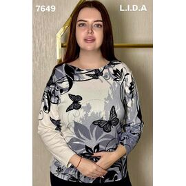 Фотография Свитер женский 7649 grey р.XL-4XL "LIDA" недорого оптом от прямого поставщика