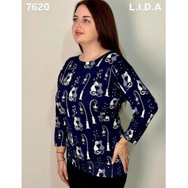 Фотография Свитер женский 7620 navy р.3XL-4XL "LIDA" недорого оптом от прямого поставщика